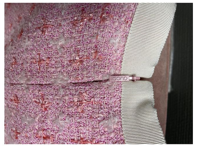 Gucci Tweed Kleid Rosa Weiß Mehrfarben - Ansicht 15