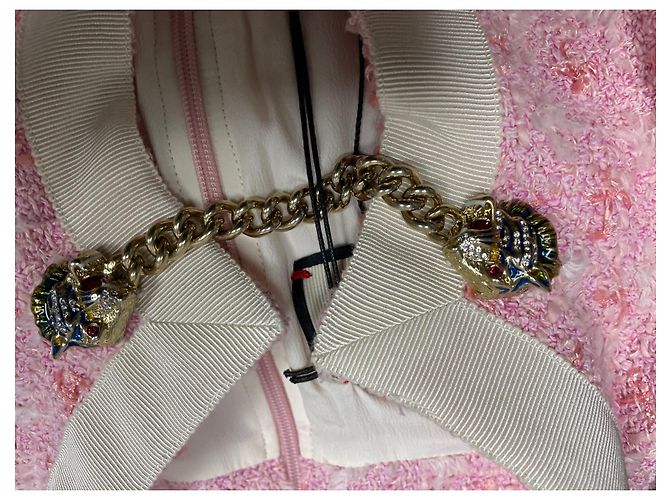 Gucci Tweed Kleid Rosa Weiß Mehrfarben - Ansicht 17