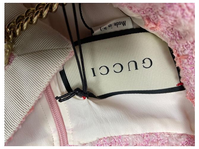 Gucci Tweed Kleid Rosa Weiß Mehrfarben - Ansicht 18