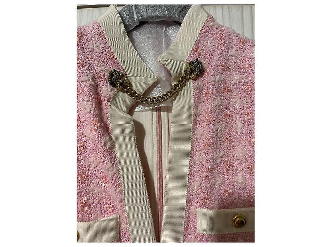 Gucci Tweed Kleid Rosa Weiß Mehrfarben - Ansicht 8