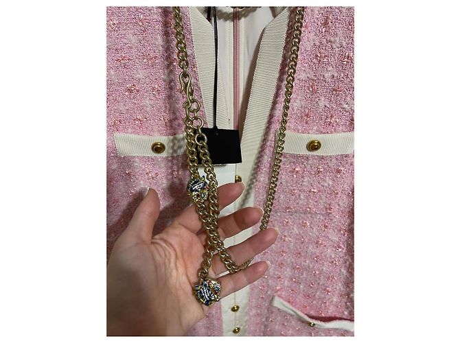 Gucci Tweed Kleid Rosa Weiß Mehrfarben - Ansicht 9