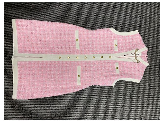 Gucci Tweed Kleid Rosa Weiß Mehrfarben - Ansicht 2
