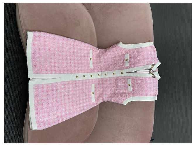 Gucci Tweed Kleid Rosa Weiß Mehrfarben - Ansicht 4