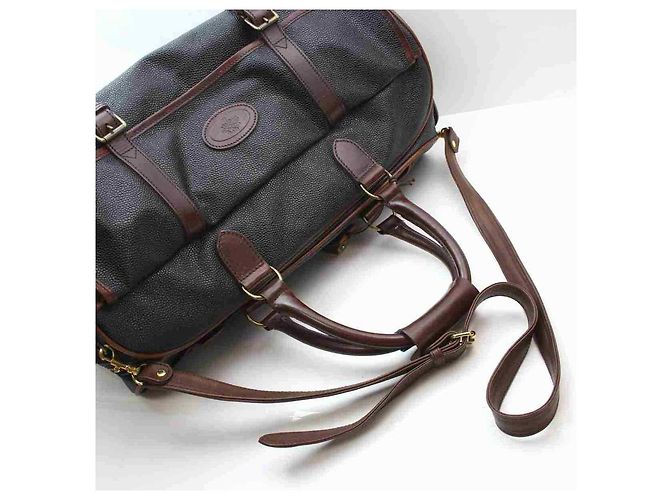 Mulberry Duffle grande preto x marrom com alça Travel Boston - vista 4