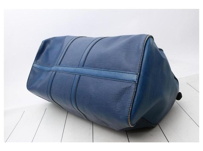 Keepall Louis Vuitton Borsone Toledo in pelle Epi blu 50 Borsone - vista 7