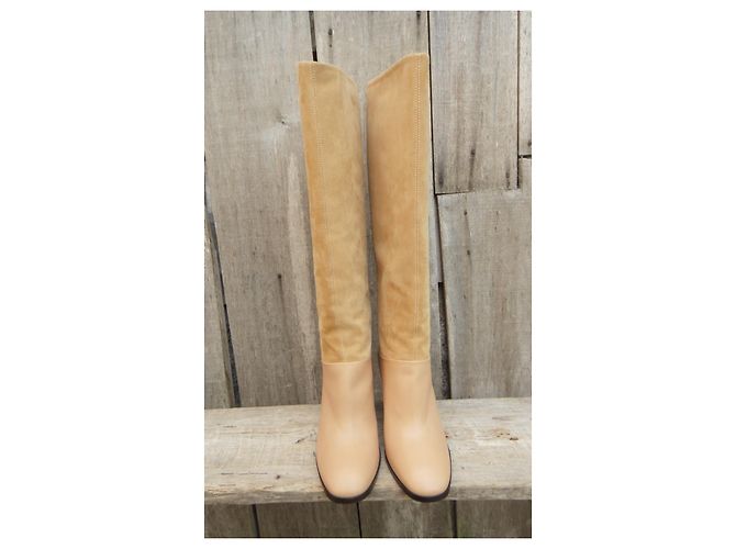 Botas Moreschi Fabiola de camurça e couro bege - vista 5