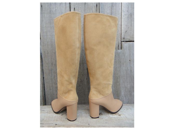 Botas Moreschi Fabiola de camurça e couro bege - vista 6