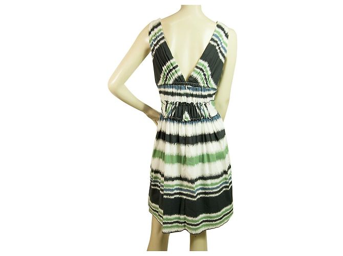 BCBG Max Azria Blu Verde Grigio Strisce Abito Mini Lunghezza Senza Maniche taglia XS Multicolore - vista 2
