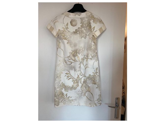 Vestido Chanel de algodón y piel blanco - vista 4