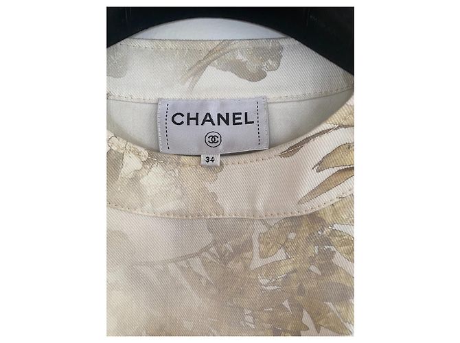 Vestido Chanel de algodón y piel blanco - vista 6