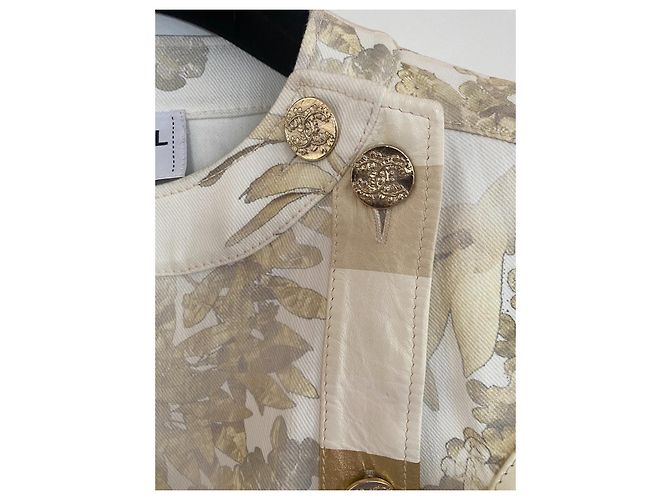 Vestido Chanel de algodón y piel blanco - vista 7