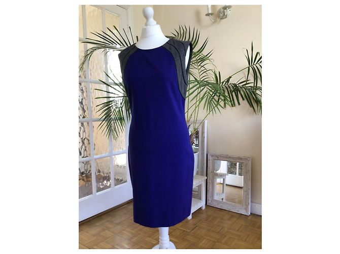 Diane Von Furstenberg DvF Hallie Kleid Colourblock, US 12 Blau Grau - Ansicht 2