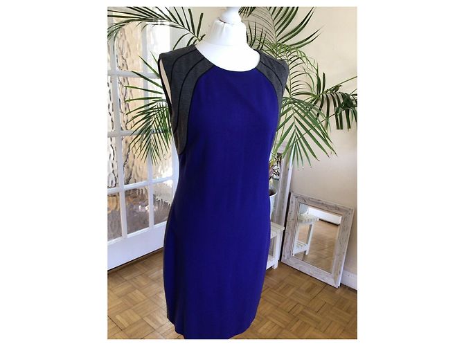 Diane Von Furstenberg DvF Hallie Kleid Colourblock, US 12 Blau Grau - Ansicht 4