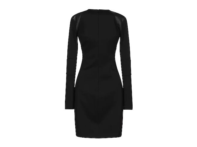 Versace Jeans Jersey Kleid schwarz V Ausschnitt langarm - Ansicht 2