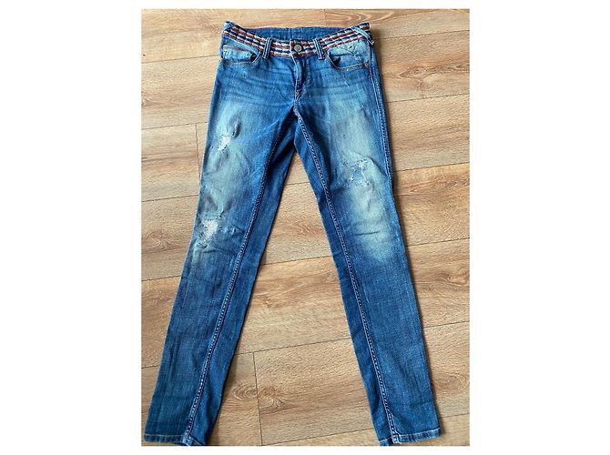 Vaqueros de mujer Tommy Hilfiger con cinturón trenzado Azul - vista 4