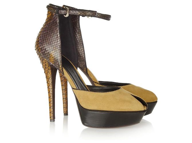 Burberry Prorsum Sandalen aus Wildleder und Python Braun - Ansicht 2