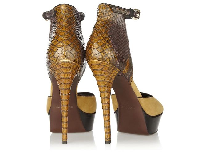 Burberry Prorsum Sandalen aus Wildleder und Python Braun - Ansicht 3