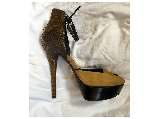 Burberry Prorsum Sandalen aus Wildleder und Python Braun - Ansicht 4