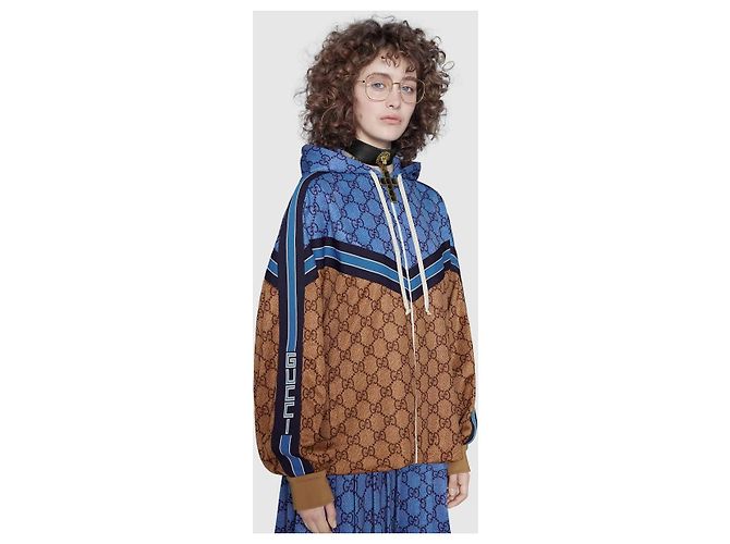 Gucci Technische Trikotjacke Braun Blau Beige Karamell - Ansicht 2