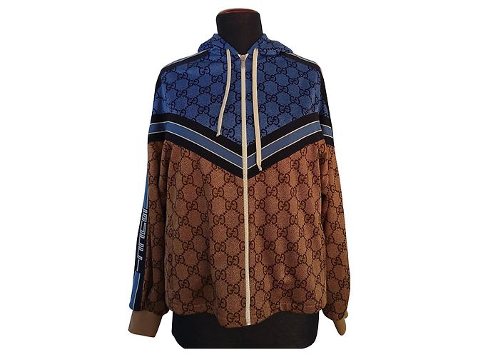 Gucci Technische Trikotjacke Braun Blau Beige Karamell - Ansicht 4