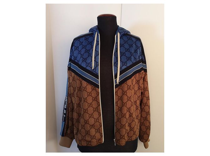 Gucci Technische Trikotjacke Braun Blau Beige Karamell - Ansicht 8