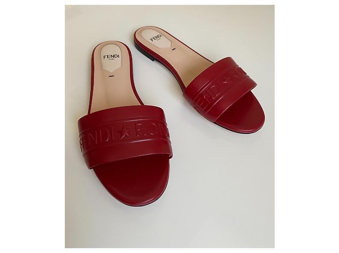 Fendi Red Leather Mules - view 5