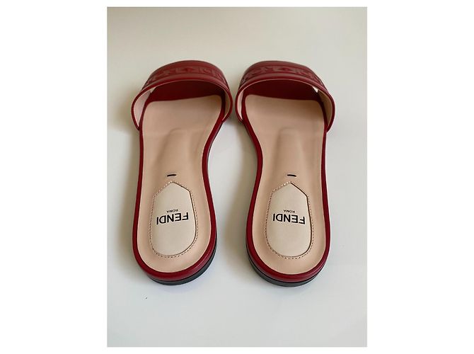 Fendi Red Leather Mules - view 6