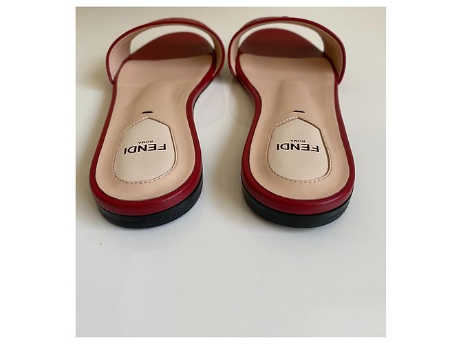 Fendi Red Leather Mules - view 7