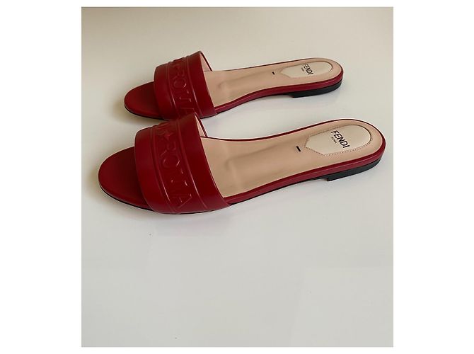 Fendi Red Leather Mules - view 8