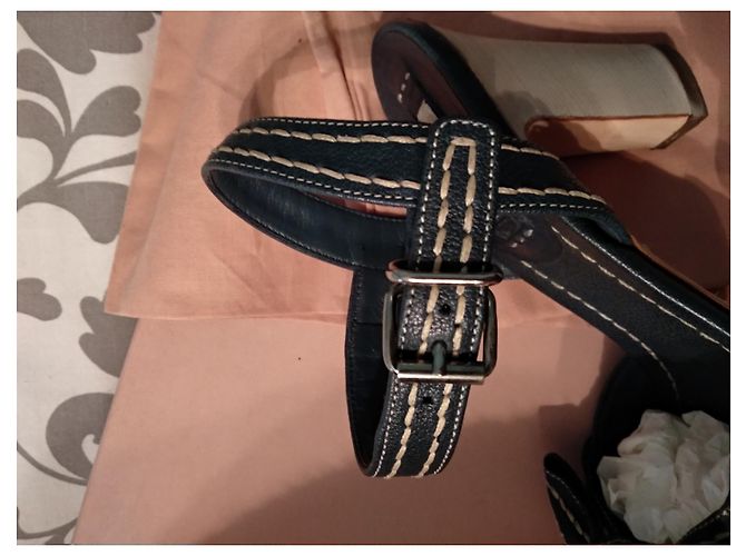 Sandali Miu Miu con tacco Blu navy - vista 2