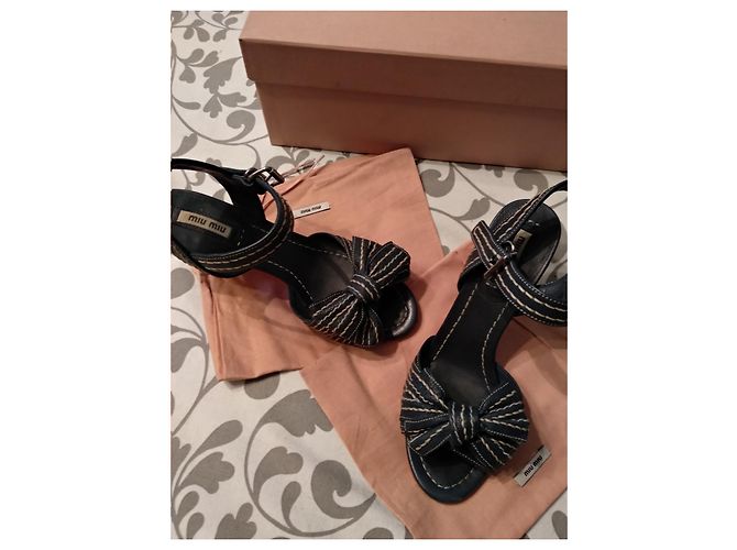 Sandali Miu Miu con tacco Blu navy - vista 5