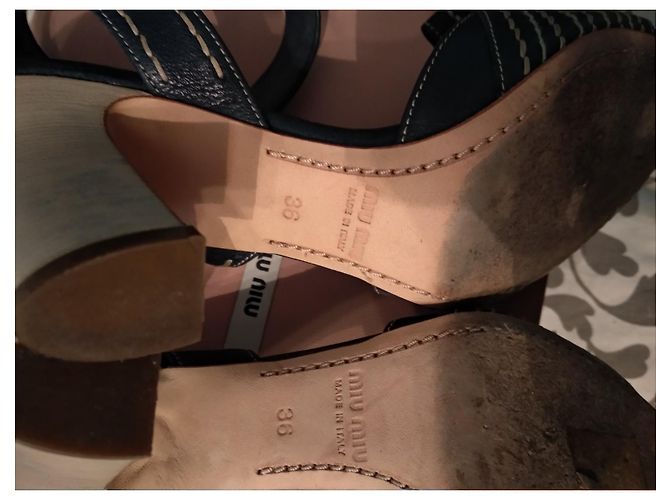 Sandali Miu Miu con tacco Blu navy - vista 6