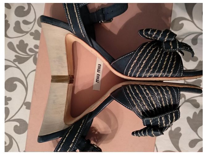 Sandali Miu Miu con tacco Blu navy - vista 7