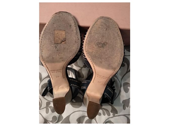 Sandali Miu Miu con tacco Blu navy - vista 9