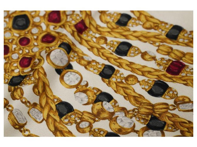 Chanel Sciarpa a catena Gripoix in seta bianca - vista 2