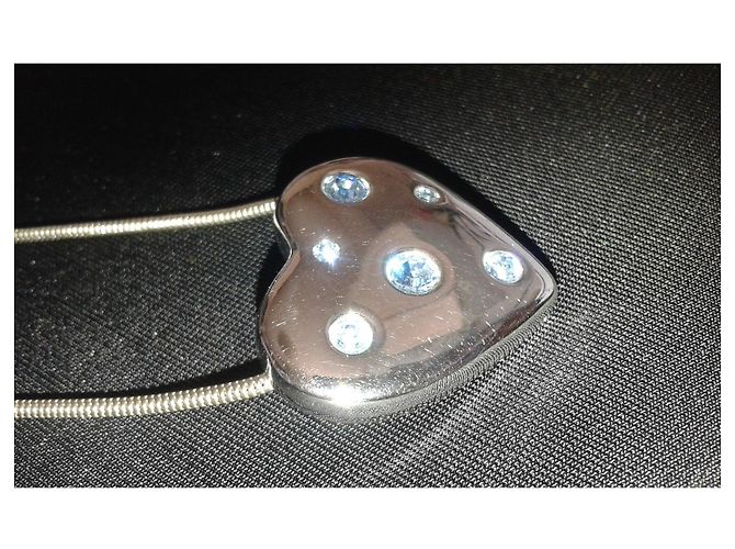 Collana Yves Saint Laurent in argento con pendente cuore azzurro - vista 4