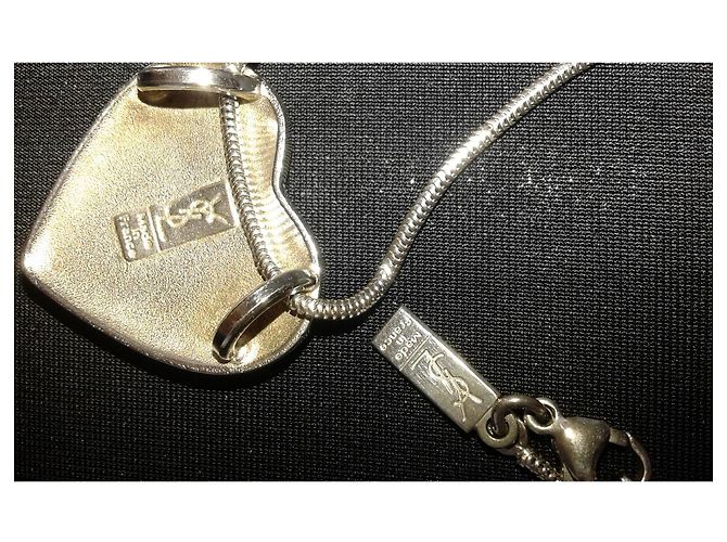 Collana Yves Saint Laurent in argento con pendente cuore azzurro - vista 5
