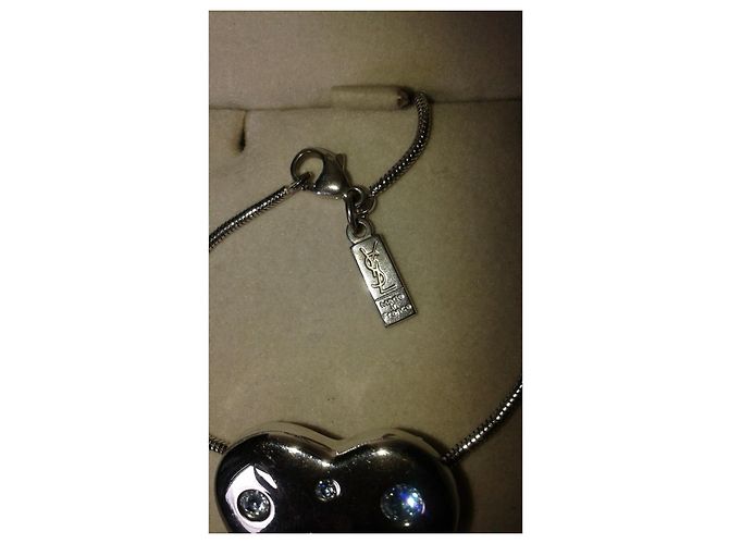 Collana Yves Saint Laurent in argento con pendente cuore azzurro - vista 6