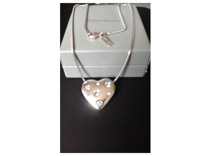 Collana Yves Saint Laurent in argento con pendente cuore azzurro - vista 7