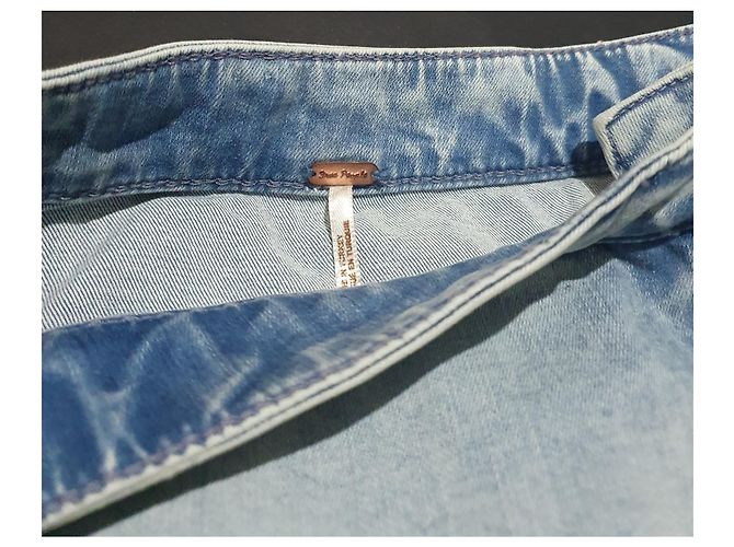 Minifalda azul claro Free People de algodón - vista 6