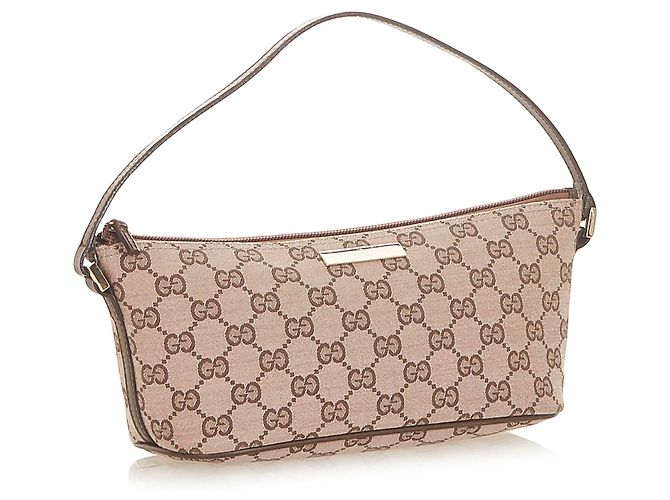 Gucci Brown GG Canvas Boat Baguette - vista 2