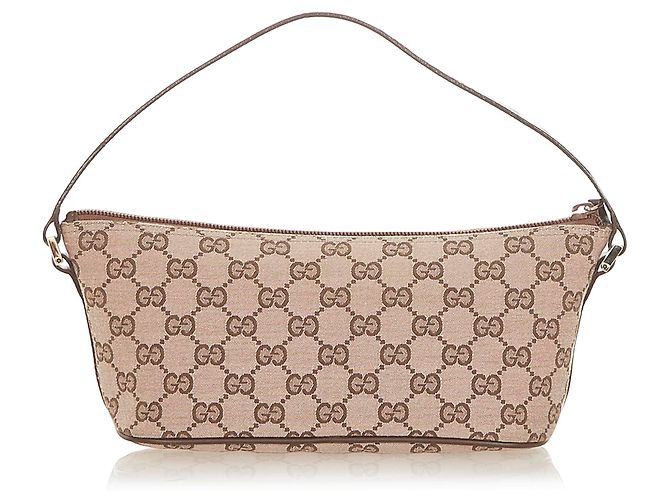 Gucci Brown GG Canvas Boat Baguette - vista 3