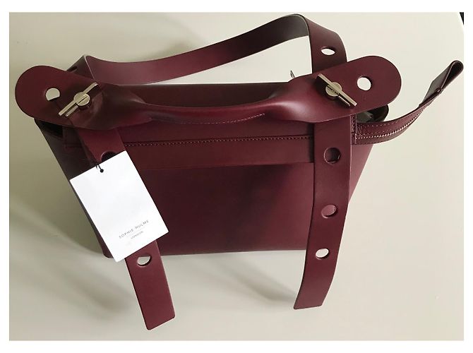 Sophie Hulme Borsa Bolt grande - Rossa Bordò - vista 11