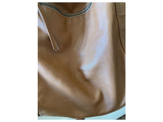 Borsa da viaggio Gerard Darel in pelle color caramello - vista 10