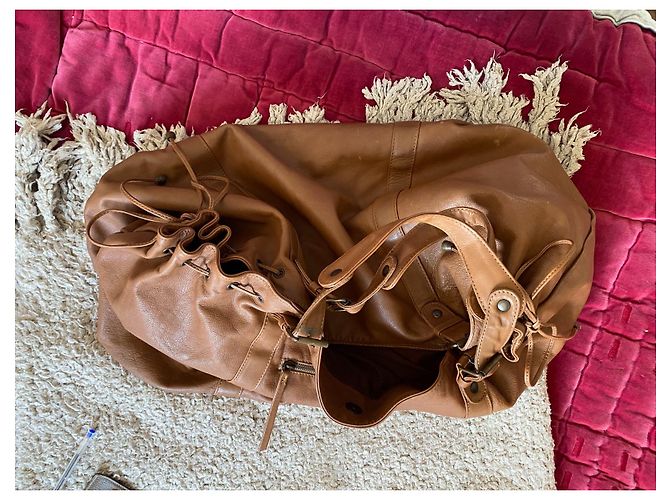 Borsa da viaggio Gerard Darel in pelle color caramello - vista 4