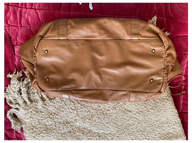Borsa da viaggio Gerard Darel in pelle color caramello - vista 5