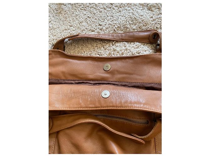 Borsa da viaggio Gerard Darel in pelle color caramello - vista 7