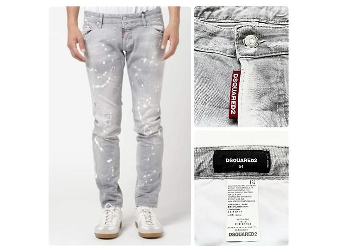 Jeans Dsquared2 Grigio in Cotone ed Elastan Taglia 54 - vista 7