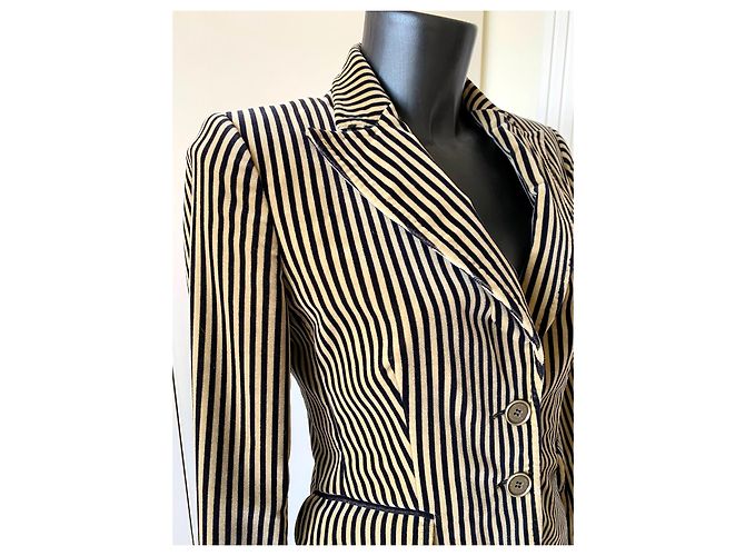 Etro Herz Samtjacke gestreift beige schwarz - Ansicht 3