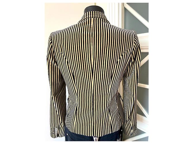 Etro Herz Samtjacke gestreift beige schwarz - Ansicht 4
